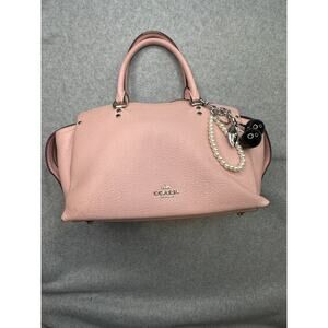 Coach Drew Satchel 67711 Blossom Pink Pebble Leather +satin Scarf silver Accents